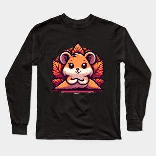 Cute fall hamster yoga Long Sleeve T-Shirt